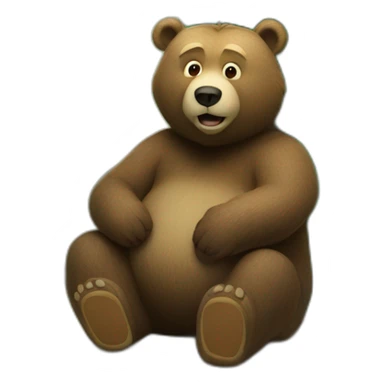 a bear sitting on a portapotty in the woods sticker