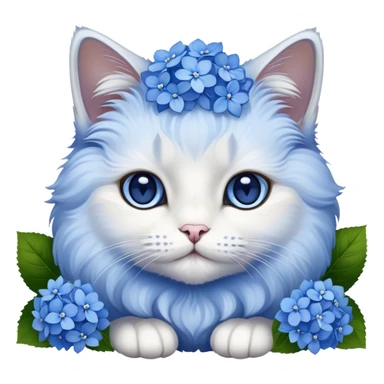 Cat with hydrangeas  sticker