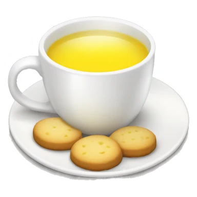 white cup with yellow tea, lemon cookies sticker