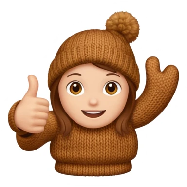 thumbs up in brown knit mitten sticker