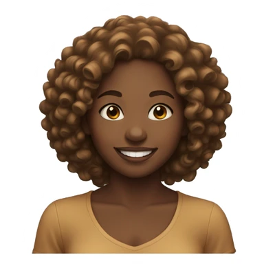 Black girl with caramel skin with curly hair smiling  sticker