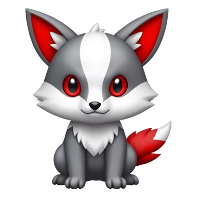Cute cool black red white grey animal hybrid Fakemon full body sticker