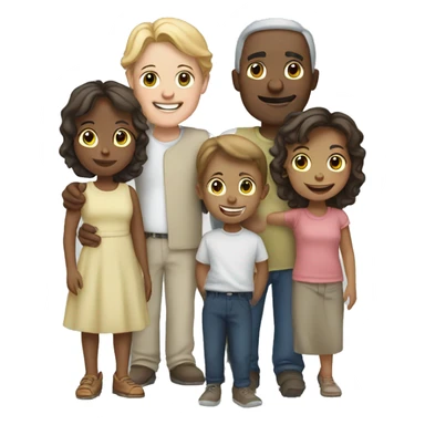 family of 5 white persons sticker