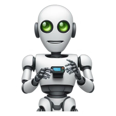 robot holding its own remote sticker