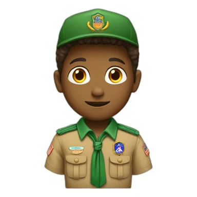 boy scout with green polo sticker