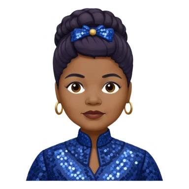 Ida B Wells with dark brown hair, indigo sequin outfit  sticker