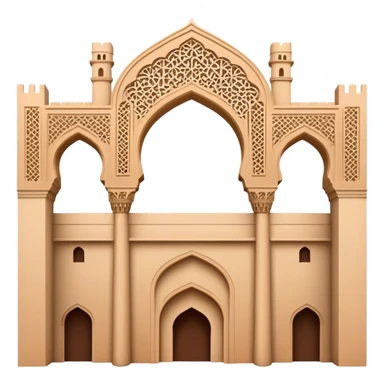 Realistic Alhambra de Granada Landmark Emoji, showcasing the Moorish palace’s intricate arches, geometric patterns, and historic fortress walls. sticker