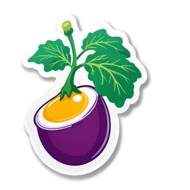 Egg plant on top of a dock sticker