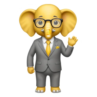 yellow elephant in a suit and glasses sticker