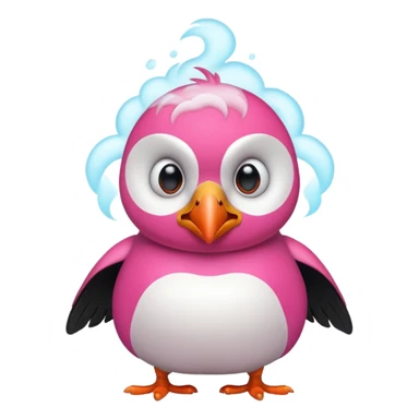 pink puffin angry steam sticker