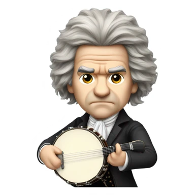 Ludwig Beethoven chibi wig standing old angry 5-string banjo sticker