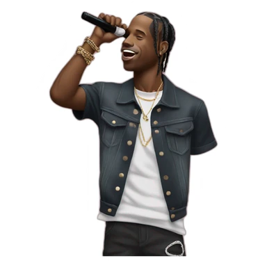 Travis Scott with a mike sticker