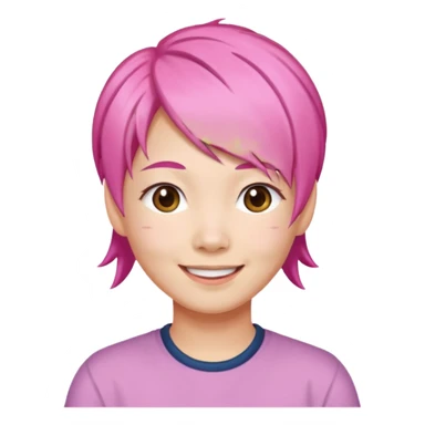asian emoji face withpink hair  sticker