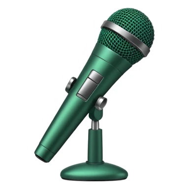 dark green microphone on stand, modern minimalist, no emojis or faces sticker