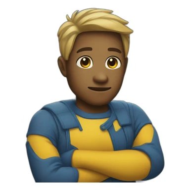 emoji of an arm wearing full sleeve blue with yellow skin color sticker