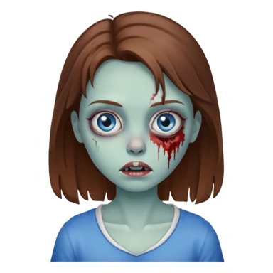 girl zombie brown hair and blue eyes sticker