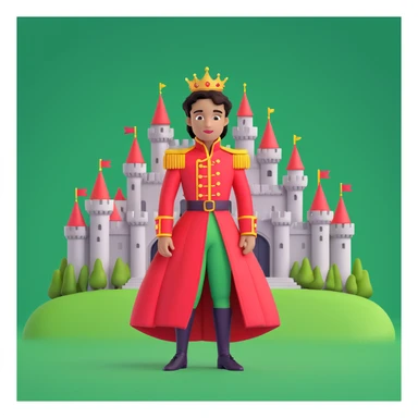 prince in red dress, royal castle background sticker