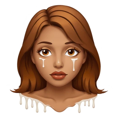 Brown Hair, Woman, white paint drip, face, hot, Sexy, lips sticker