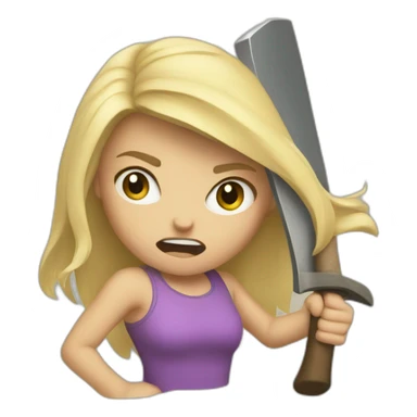 angry blonde girl throwing an axe sticker