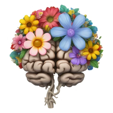 anatomical brain with flowers sticker