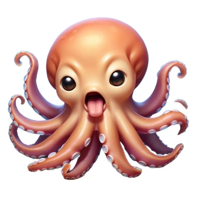 Cinematic Cute Yawning Octopus Portrait Emoji, Head tilted slightly with a dramatic, wide-open yawn, showcasing a bulbous, softly undulating body with loosely draped arms and sleepy, half-closed eyes, Simplified yet irresistibly adorable features, highly detailed, glowing with a soft, cozy underwater glow, high shine, relaxed yet expressive, stylized with a hint of whimsical aquatic charm, soft glowing outline, capturing the essence of a drowsy yet affectionate octopus that appears ready to stretch and yawn its way out of the screen! sticker
