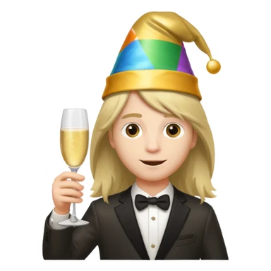 party hatted boy with long hair sticker