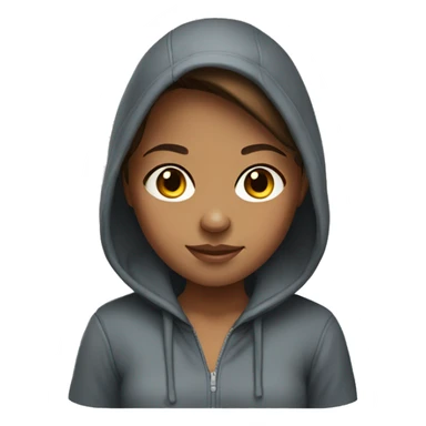 A girl with brown hair and tan skin wearing a hoodie  sticker