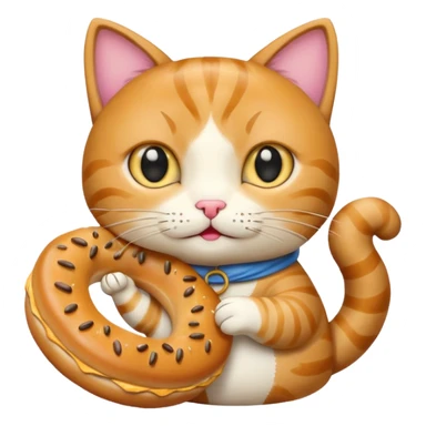 cat holding bagel sticker