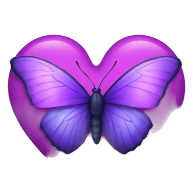 Purple butterfly inside of a heart sticker