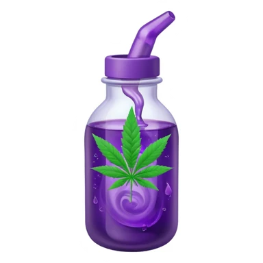 baby bottle with purple liquid and marijuana sticker