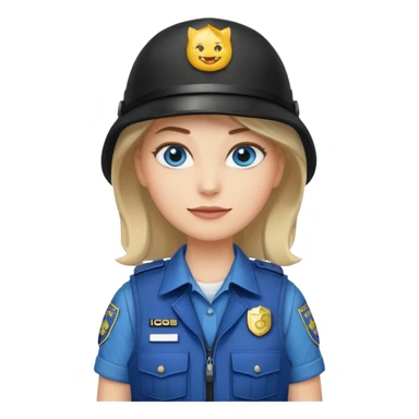 female law enforcement officer, white, khaki tactical vest, emoji look, clear face, friendly expression sticker