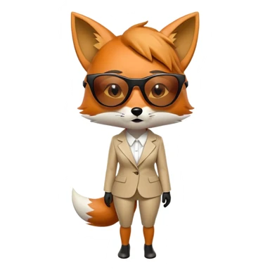 serious anthropomorphised female fox in stylish outfit with sunglasses, crying and looking to the left, full-body view sticker