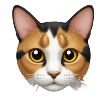 calico cat with a half black nose sticker