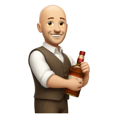 realistic meme of bald man with Glenfarclas sticker