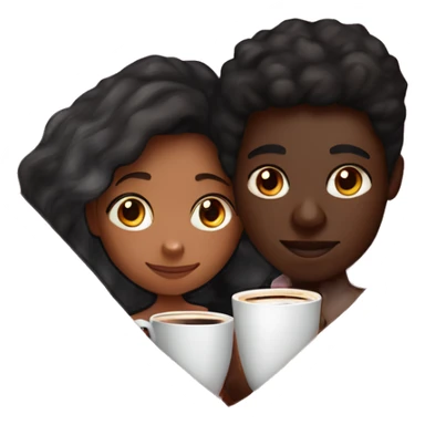 Pretty Brown SKIN GIRL AND dark SKIN BOY inside a pink blanket sipping coffee sticker