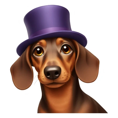 Dachshund with a hat sticker