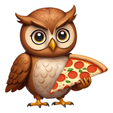Owl with pizza sticker