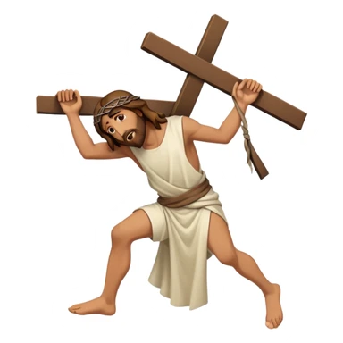 Jesus carrying the cross, fullbody, expressive sticker