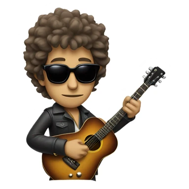 bob dylan with sunglases and guitar sticker