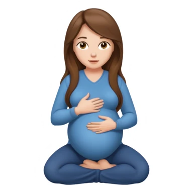 Pregnant long brown hair kneeling sticker