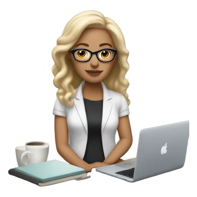 a white woman, basic style with simple, natural hair and minimal makeup, with glasses and macbook, and accessorizes with a watch , reflecting modern practicality. sticker