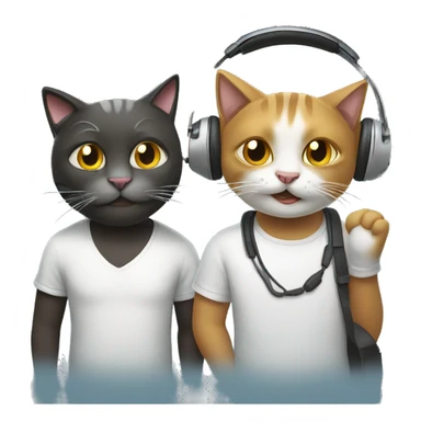 2 cool cats with headphones sticker