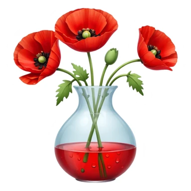 poppy flowers in a clear vase sticker