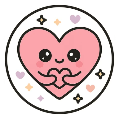 little alchemy style icon
subject: love
border: medium-black
shape: round, circular
background: white
style: full color fill with medium black outlining sticker