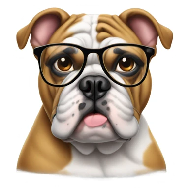Bulldog with glasses  sticker