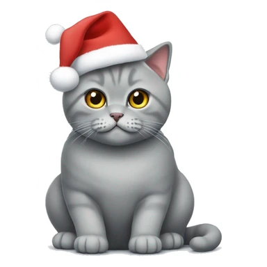 Grey British shorthair cat with a Christmas hat  sticker