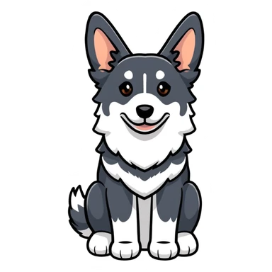 Friendly black and white shepherd dog with perked ears sticker