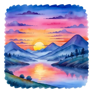 watercolor misty sunset sticker
