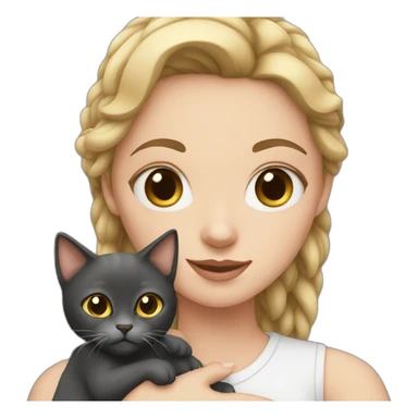 white girl holding a cat sticker