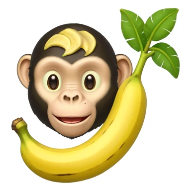 banana with a green chimpanzee head coming out of it. sticker